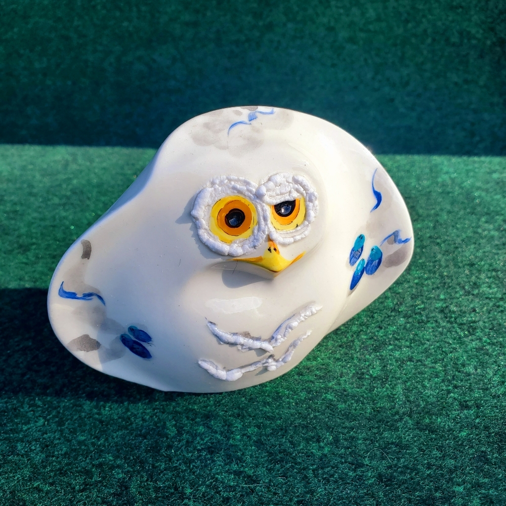 Vintage Rare Barbara Baatz Decorative Ceramic Owl Art Figure Signed By Artist